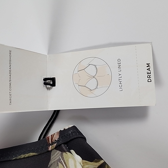 Shade & Shore Gray Floral Tropical Bikini Top Criss Cross Straps Light Size 36D - Picture 10 of 10